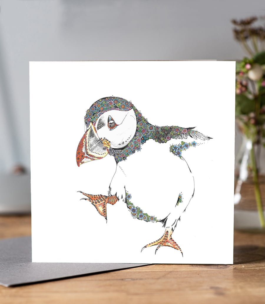 'A Huffin and a Puffin' Greeting card