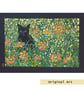 Black Cat Among the Cosmos, original cat art, animal wall art, drawing