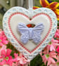 Small Ceramic heart decoration with lilac butterfly