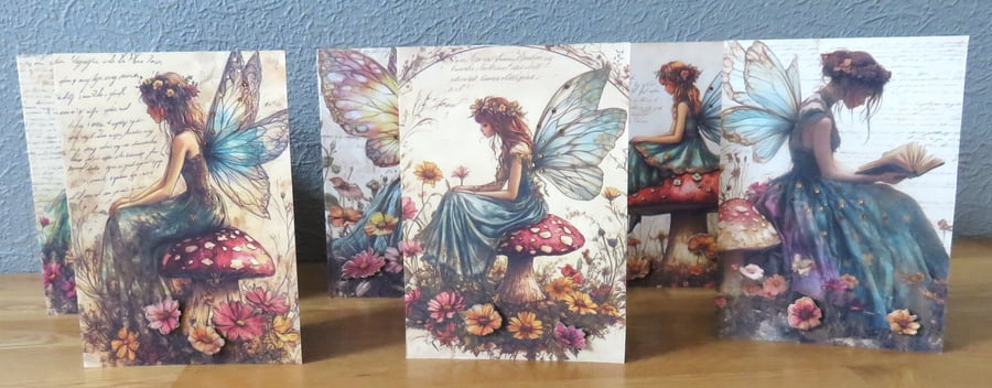 Set of 6 Handmade Blank Fairy Cards and Gift Tags - Folksy