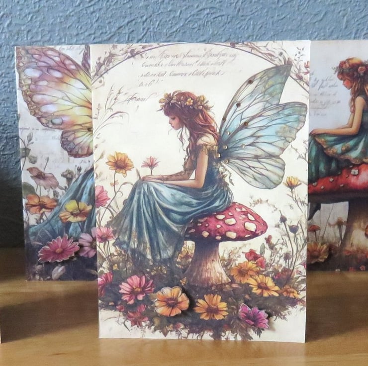 Set of 6 Handmade Blank Fairy Cards and Gift Tags - Folksy