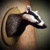 Badger head made from wool  tweed 