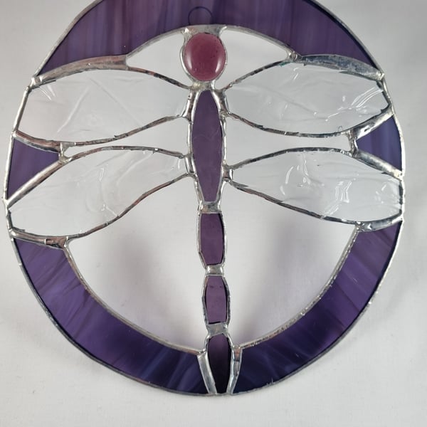541 Stained Glass Dragon fly - handmade hanging decoration.