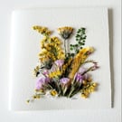 Handmade 'Yellow Meadow' Pressed Flower Blank Greeting Card 