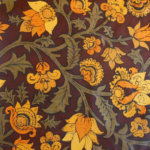 Ornate Pandora Brown and Orange 70s Bernard Wardle VIntage fabric Lampshade