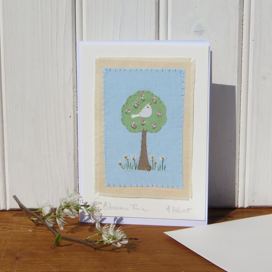 Blossom Time delicately hand stitched card for any Springtime celebration!