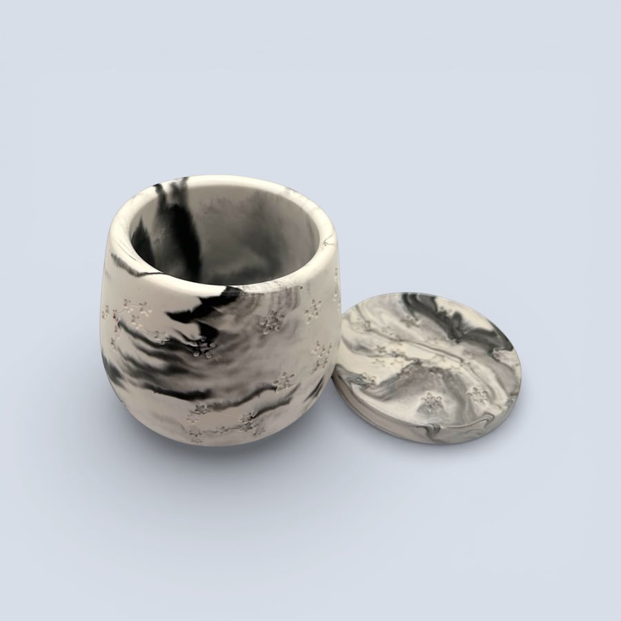 Black and White Marble Effect Star Jewellery Box Celestial Trinket Box