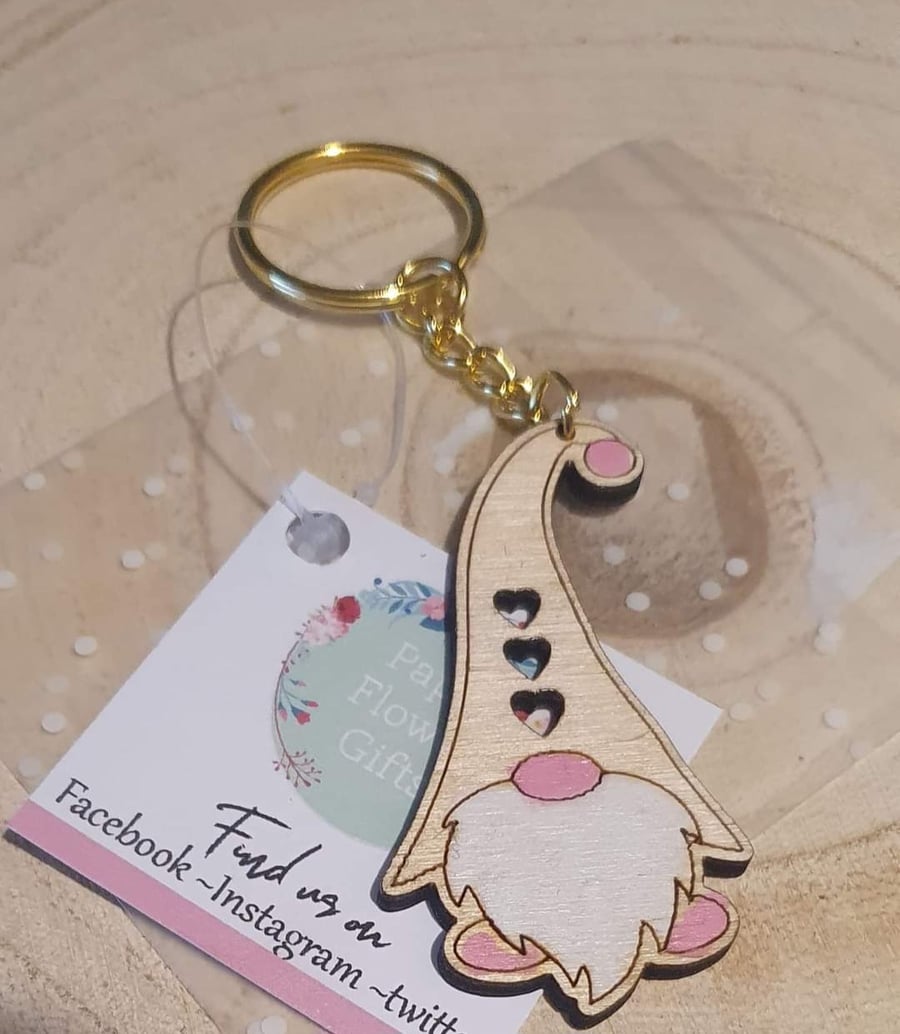 Wooden heart gonk key rings 