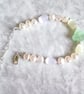Pearl & Selenite Gemstone Four Leaf Clover Silver Bracelet: Heart Chain Extender - Image 6