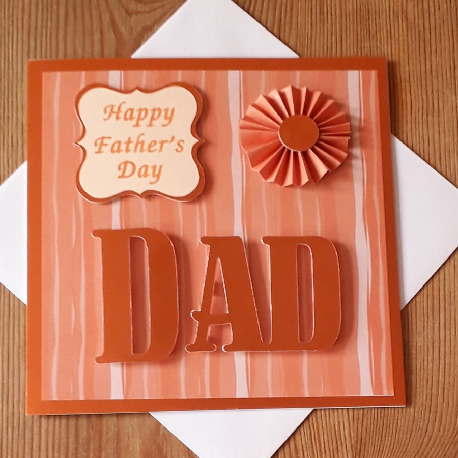 Square Orange Rosette Father's Day Card
