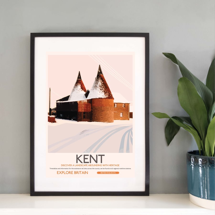Oast Houses, Kent UK Travel Print from Silver and Paper Prints K005m