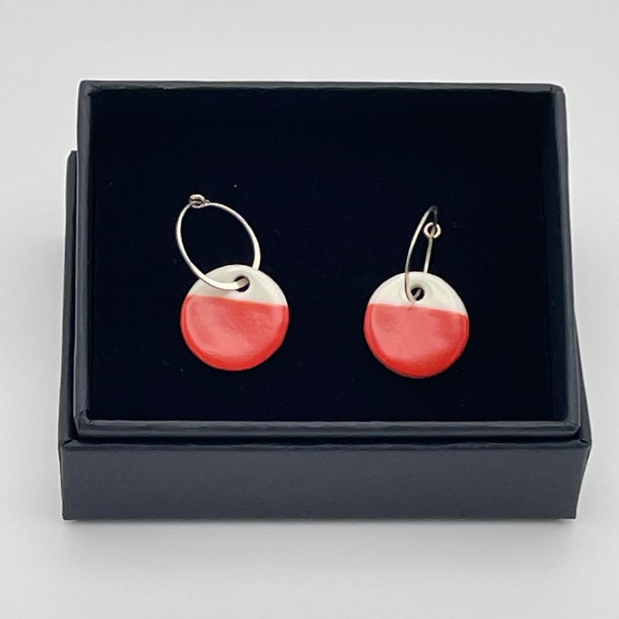 Red and white porcelain earrings