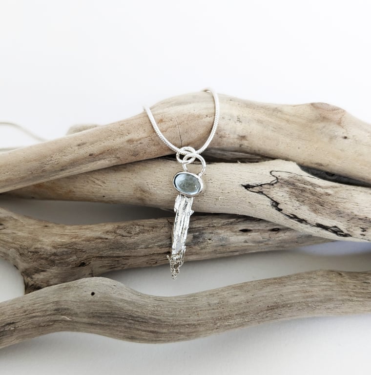 Sky Blue Topaz Silver Charm Necklace Sterling Silver