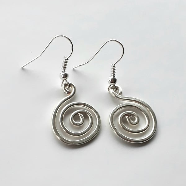 Silver Spiral Swirl Earrings, Birthday Gift for Mum, Wife or friend