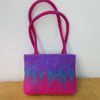 TURQUOISE and MAUVE HAND FELTED BAG