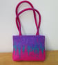TURQUOISE and MAUVE HAND FELTED BAG