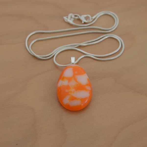 Orange and white teardrop pendant necklace