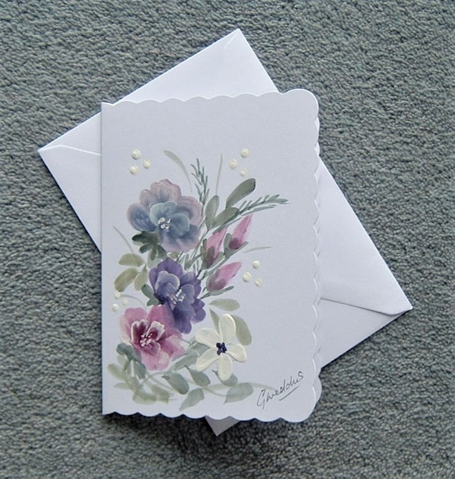 greetings card blank card hand painted original art ( ref F 246 )