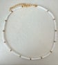 White Gold Seed Bead Choker Necklace, Y2K Beaded Jewelry, Minimalist Style