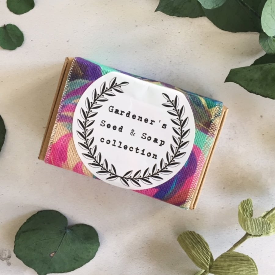 Hand made soap and gardeners wild flower seed set