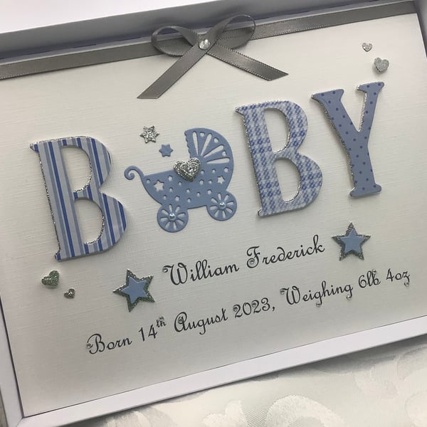 New Baby Boy Personalised Keepsake Card With Presentation Gift Box