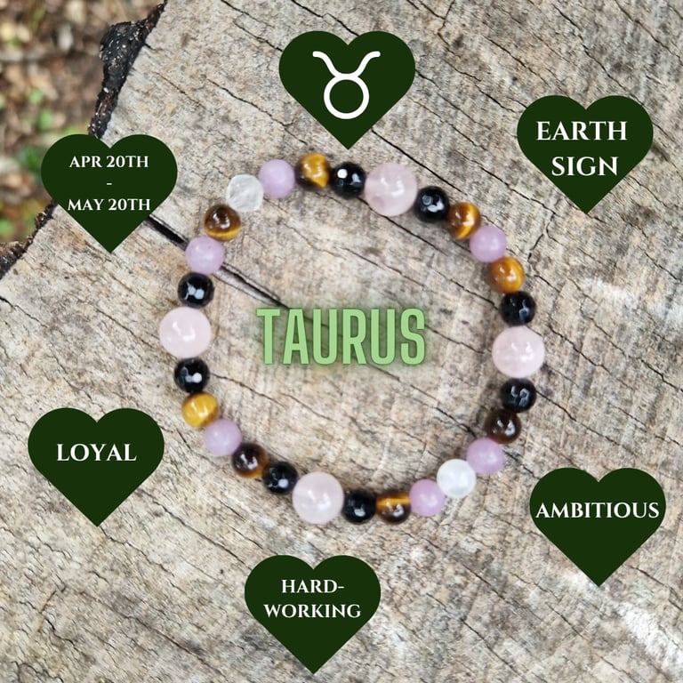 Taurus Zodiac Star Sign Gemstone Bracelet 
