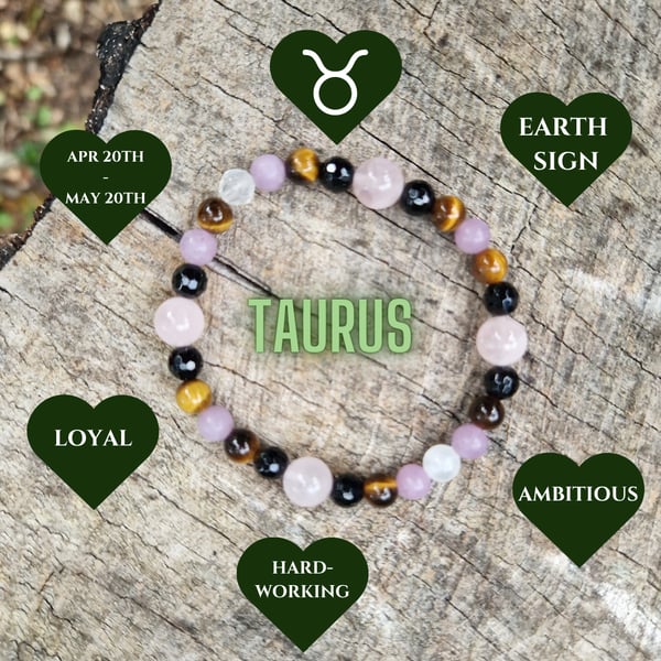 Taurus Zodiac Star Sign Gemstone Bracelet 