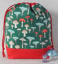 Project bag, drawstring bag, mushrooms.  - Image 1