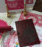 Lino printed Cupcake blank greetings card Pink or Orange - Image 3
