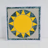 Handmade Bright Sun Fabric Greetings Card - Blank Card