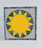 Handmade Bright Sun Fabric Greetings Card - Blank Card