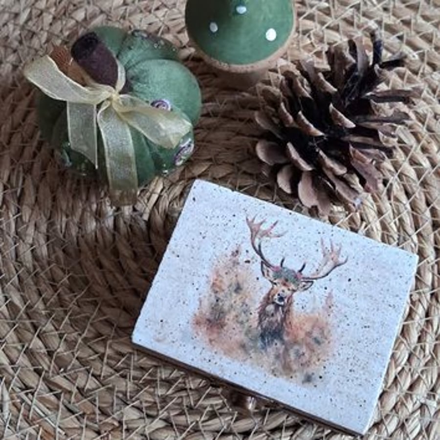 Wooden Jewellery Trinket Box Stag