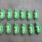 12x Two Peas in a Pod Resin Charms for Jewellery Making OnSewing Crafts NEW