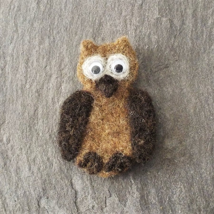 Owl felt fridge magnet little gift for bird lovers needle felted