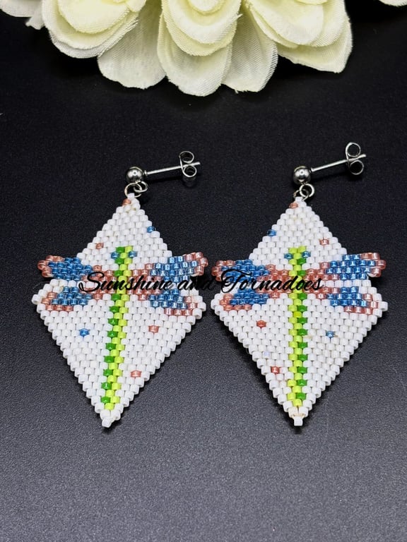 Handmade Dragonfly Earrings – Miyuki Delica Beadwork & Stainless Steel
