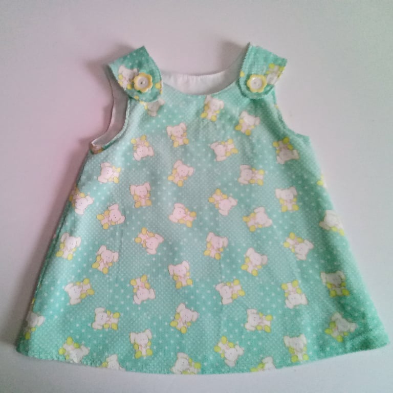 3-6 months needlecord dress,  A Line dress with elephant design,  pinafore