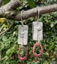 Silver and Copper Textured Dangle Earrings  - Image 2