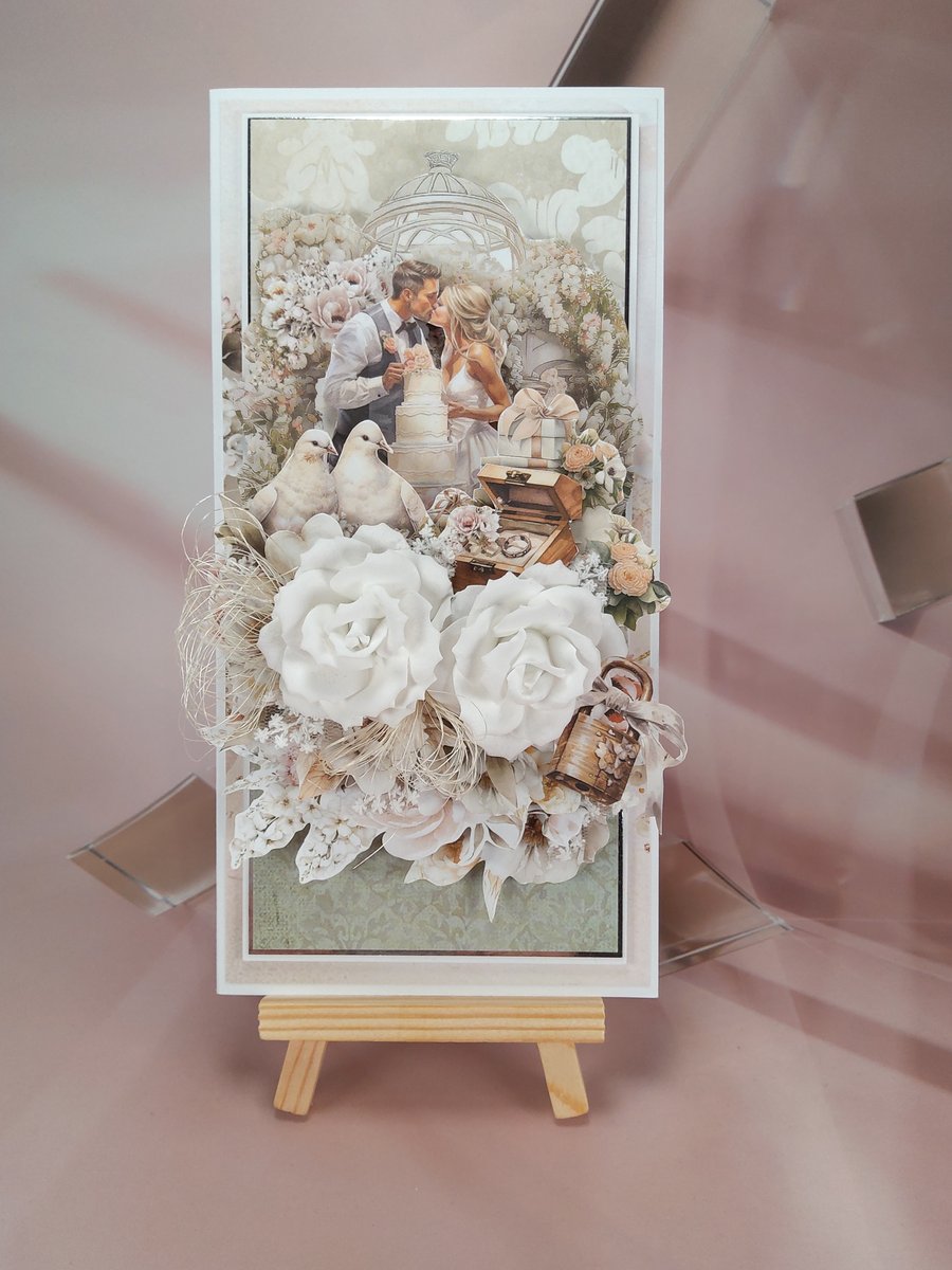 Handmade Wedding Card - Boxed & Ready to Gift (T)