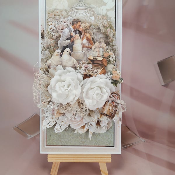 Handmade Wedding Card - Boxed & Ready to Gift (T)