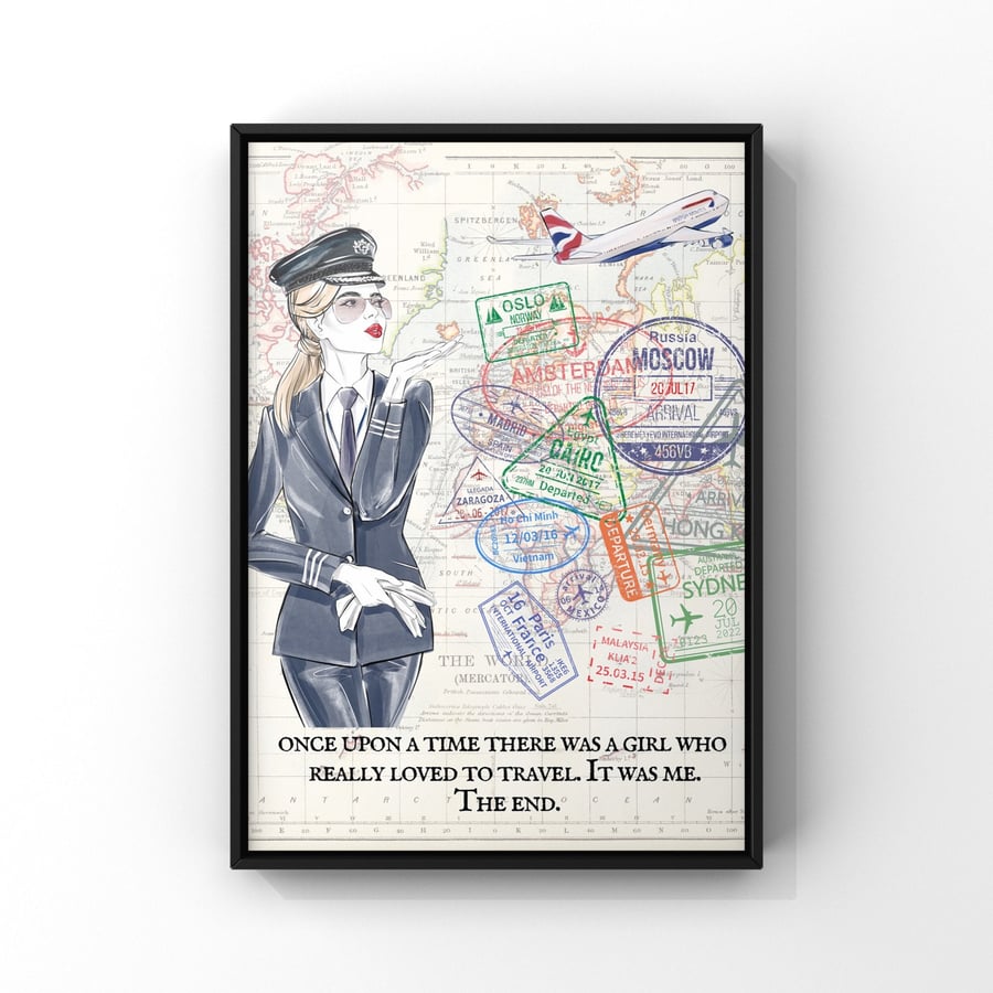 British Airways Pilot Passport Stamp Print