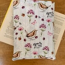 Wren Print Quilted Fabric Book Sleeve - Paperback Size
