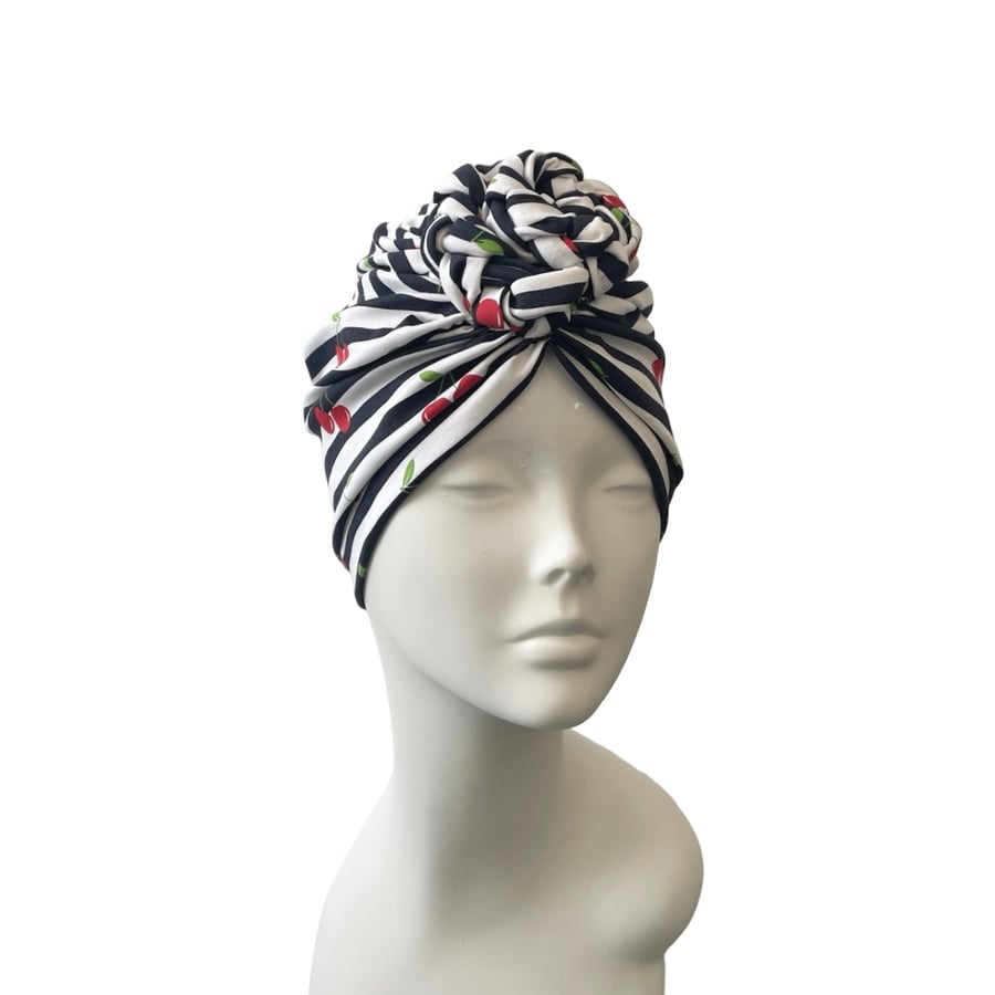 Colourful retro braided knot turban hat for women Handmade hair loss headwear 