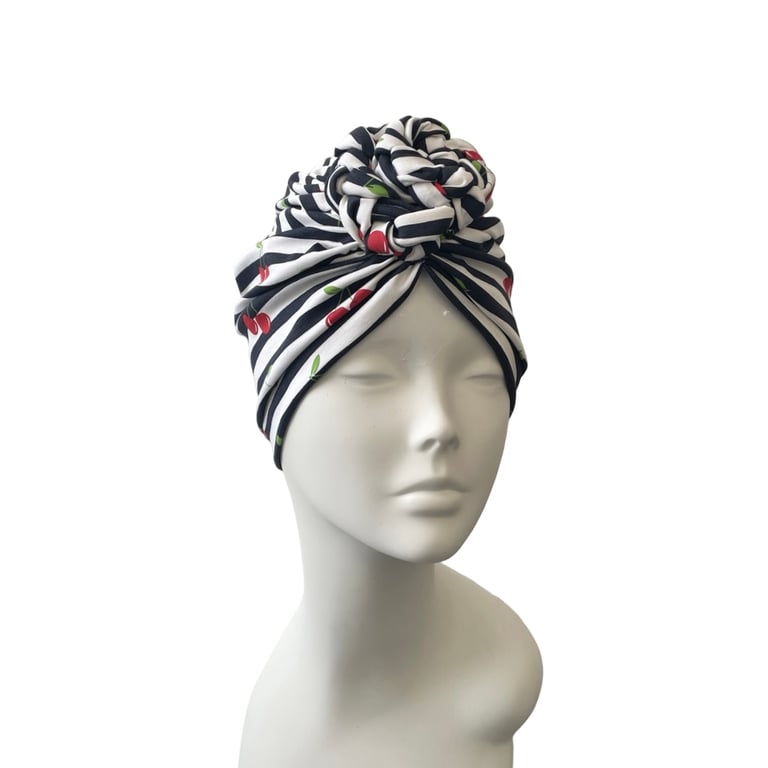 Colourful retro braided knot turban hat for women Handmade hair loss headwear 