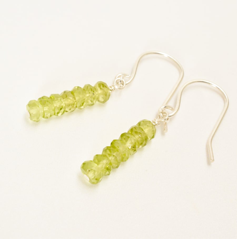 Minimalist Peridot and Sterling Silver Stacked Earrings
