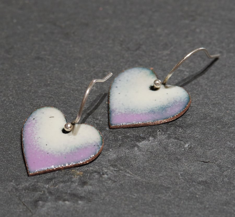 Heart shaped enamel earrings