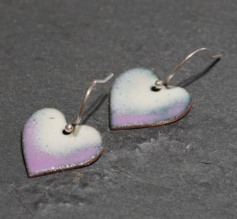 Heart shaped enamel earrings