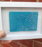 Turquoise ceramic plaque picture - White frame - Image 1