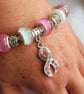 Breast Cancer Awareness Pink Ribbon Charm Bracelet Jewellery Gift 9" 23cms - Image 4