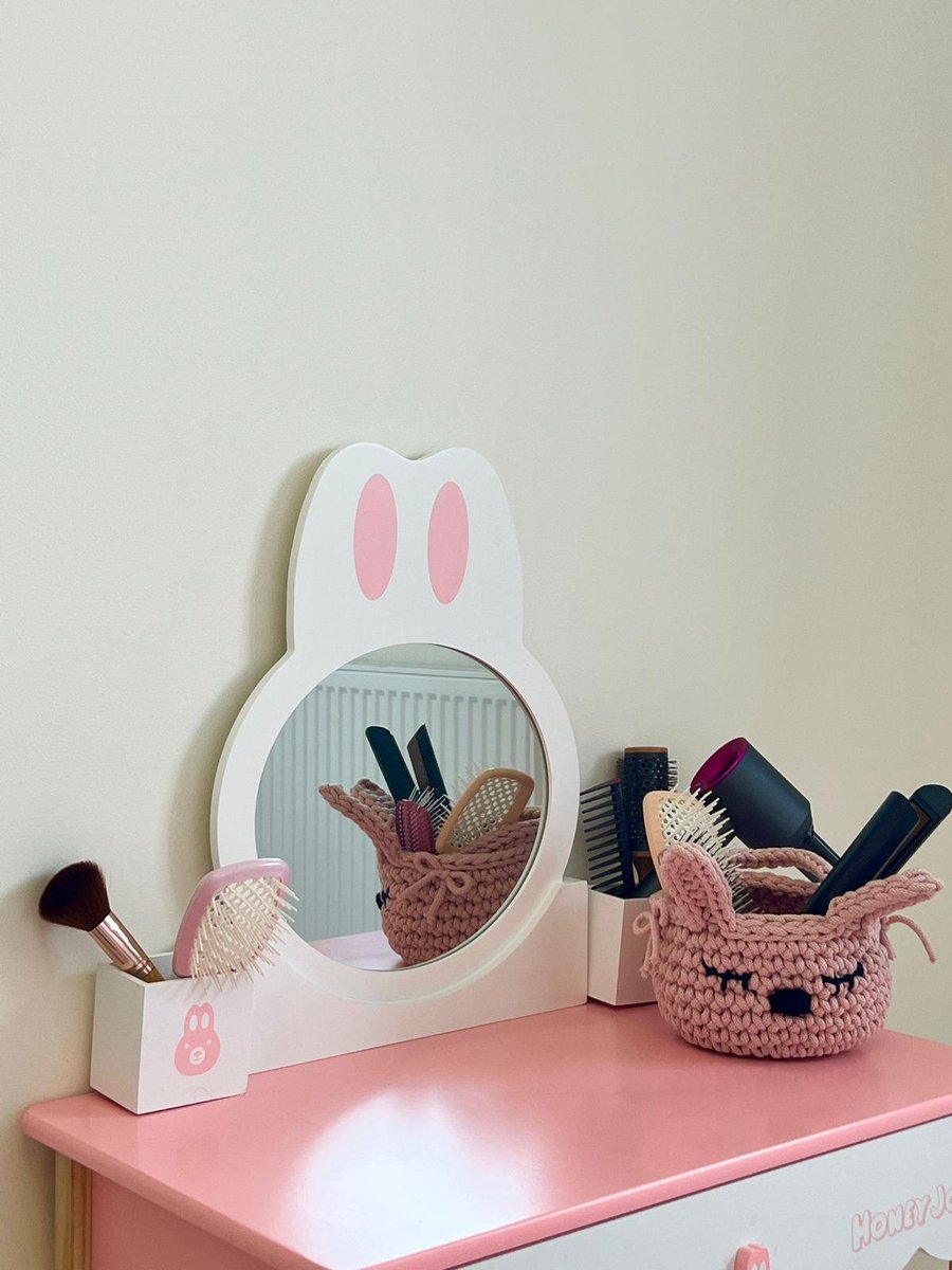 Bunny basket, small pink storage for a children’s room