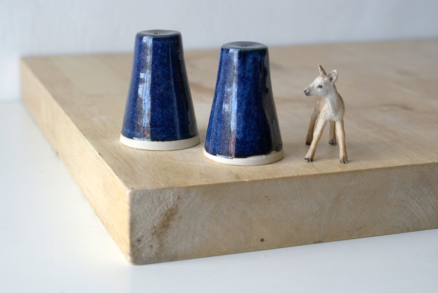 Set of two etched light pulls - in midnight blue